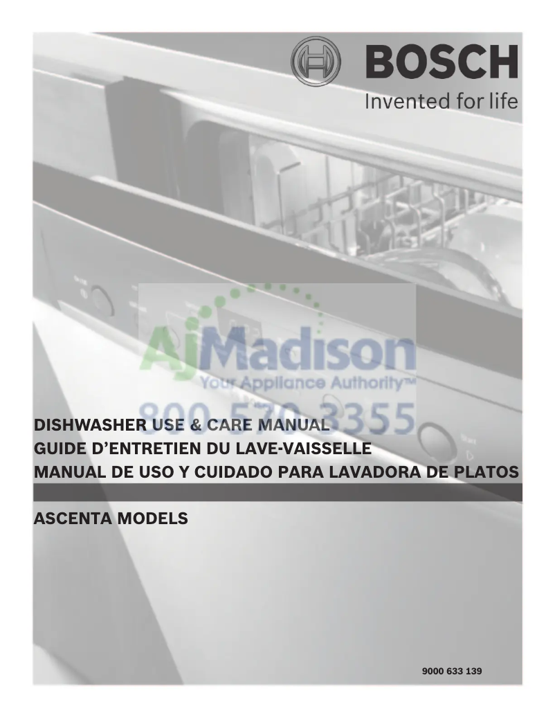 Page n°1 - Manuel d'utilisation et d'entretien Bosch SHE3AR75UC