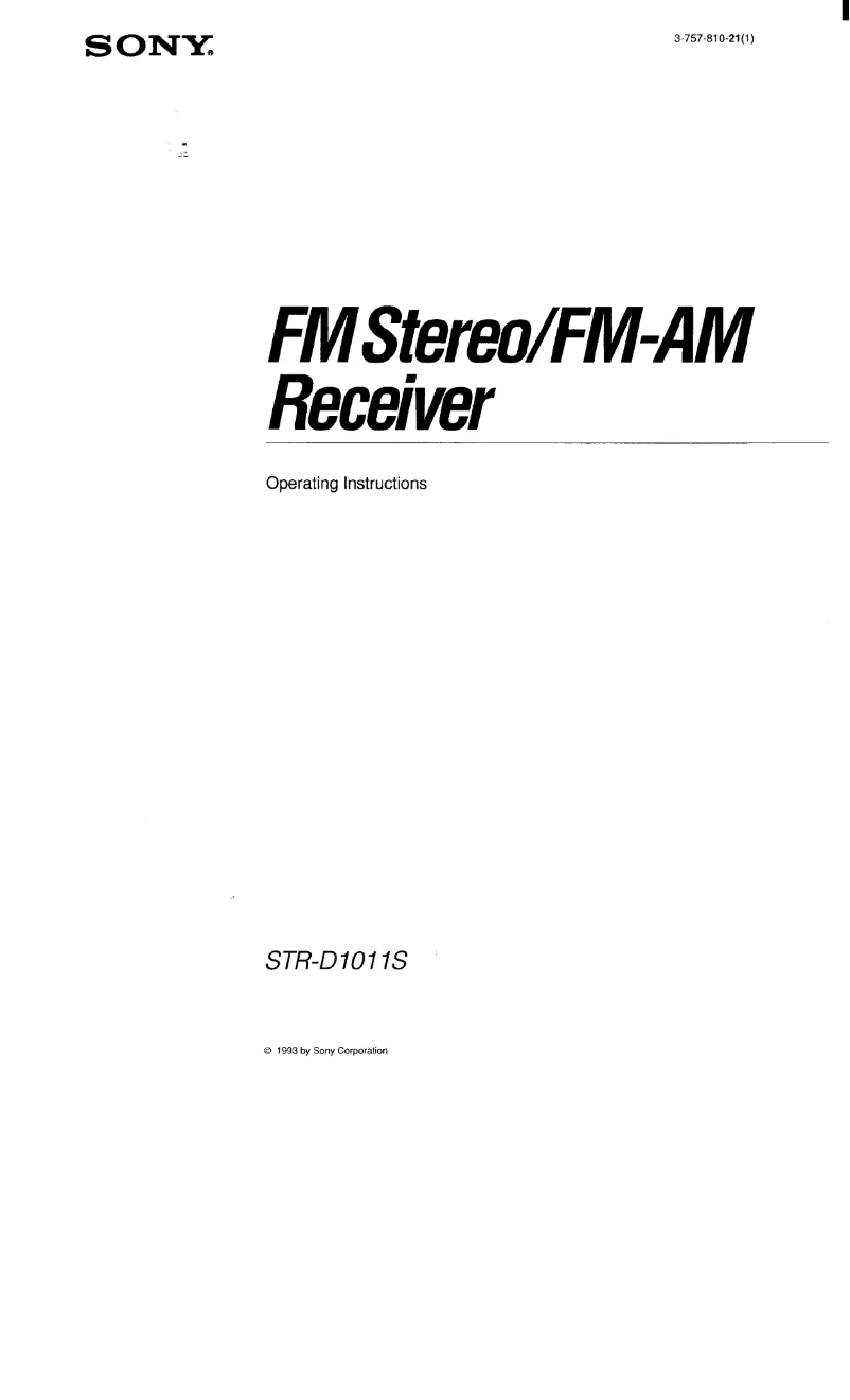 Page 1 de la notice Manuel utilisateur Sony STR-D1011S