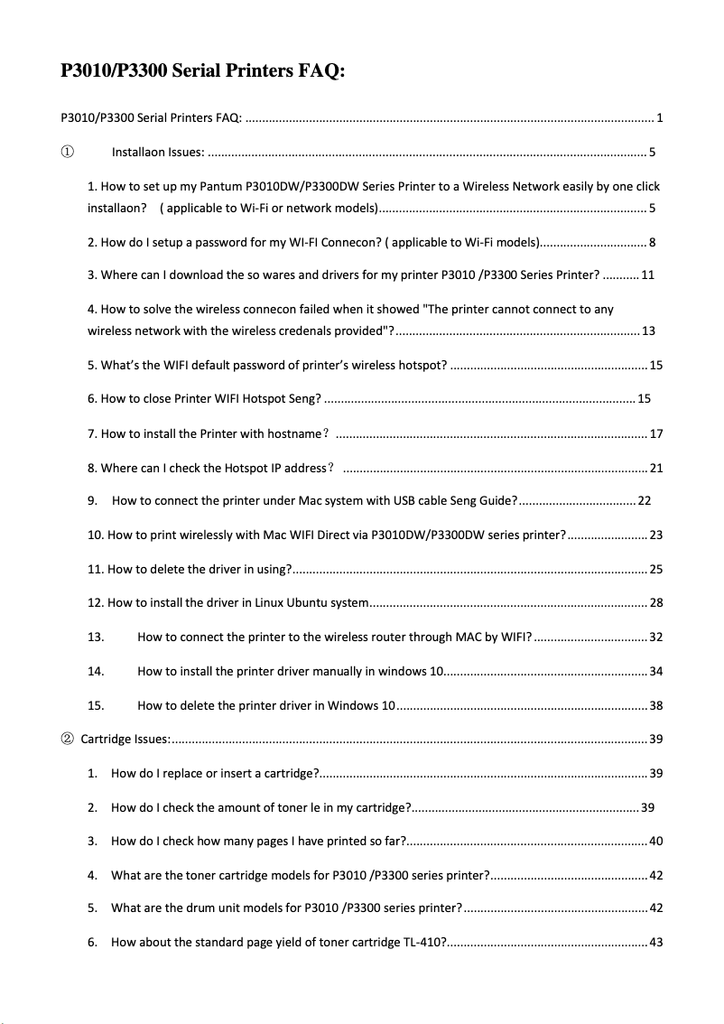 Image de la première page du manuel de l'appareil P3300DW