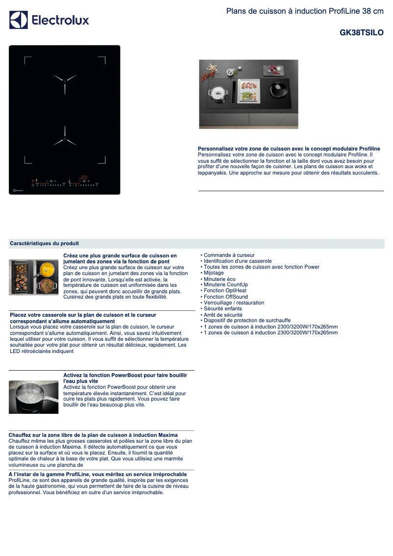 Page n°1 - Fiche technique Electrolux GK38TSILO