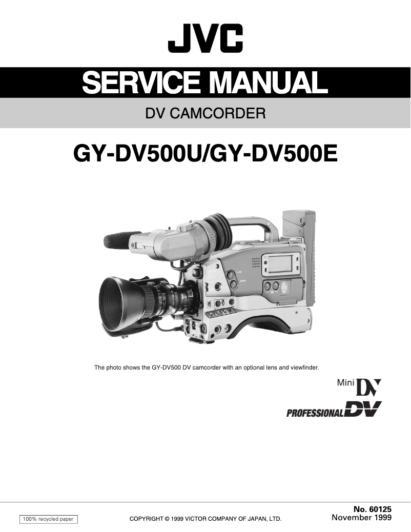 Page 1 de la notice Manuel utilisateur JVC GY-DV500U