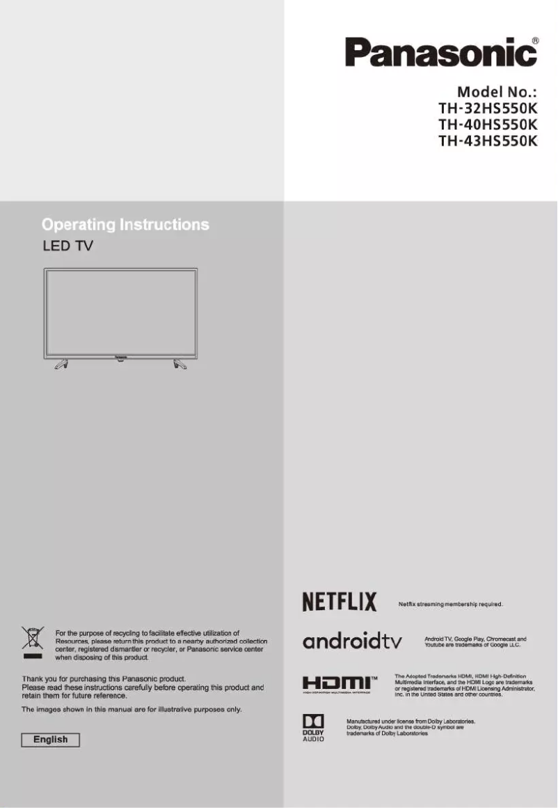 Page 1 de la notice Manuel utilisateur Panasonic TH-43HS550K