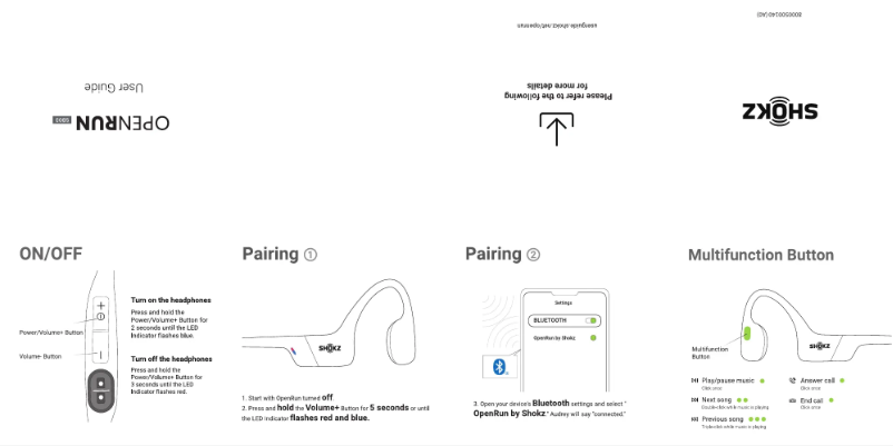 Page 1 de la notice Manuel utilisateur Shokz OpenRun Mini
