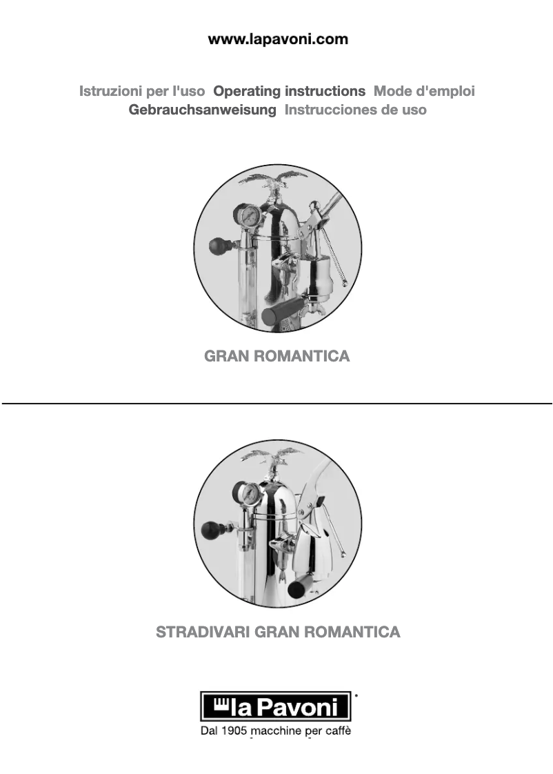 Page 1 de la notice Manuel utilisateur la Pavoni Romantica GRL 120V