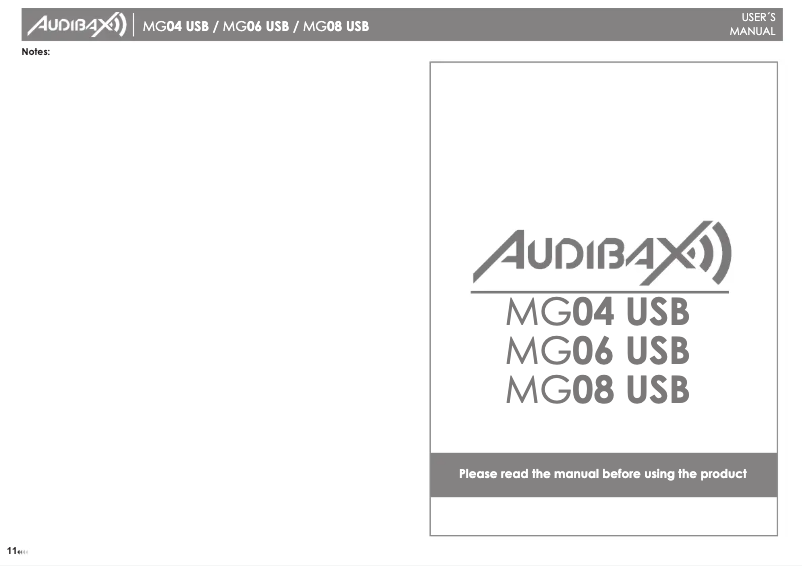 Page 1 de la notice Manuel utilisateur Audibax MG08 USB
