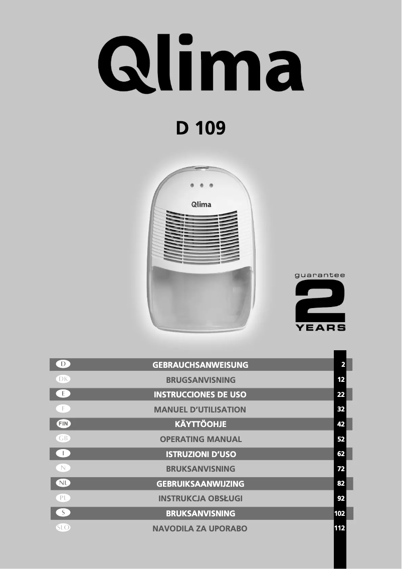 Image de la première page du manuel de l'appareil D 109