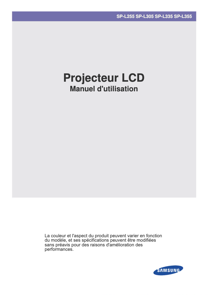 Page n°1 - Manuel utilisateur Samsung SP-L255