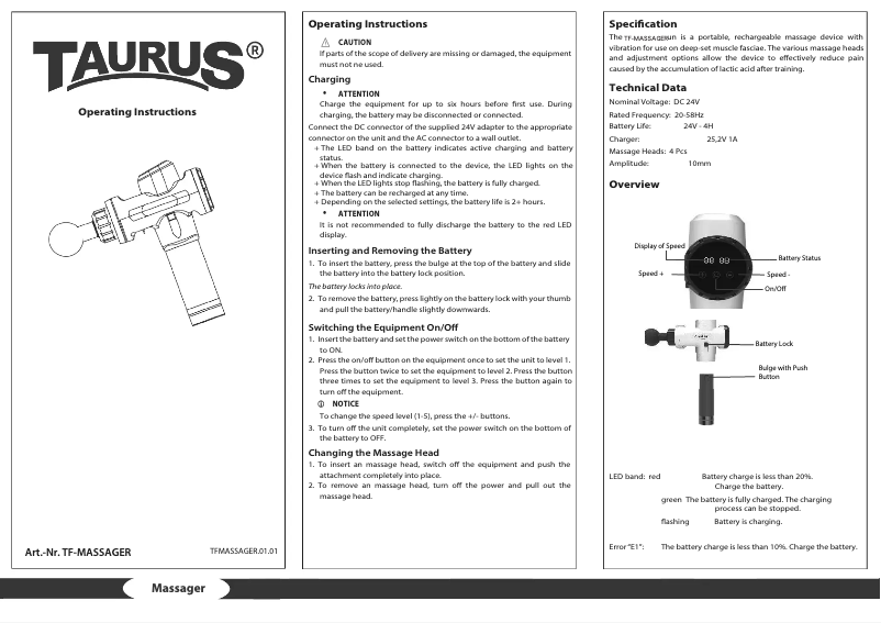 Image de la première page du manuel de l'appareil Massager Comfort