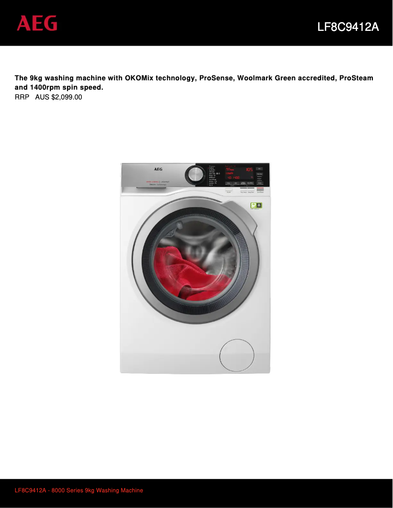 Página 1 del manual Ficha técnica AEG LF8C9412A