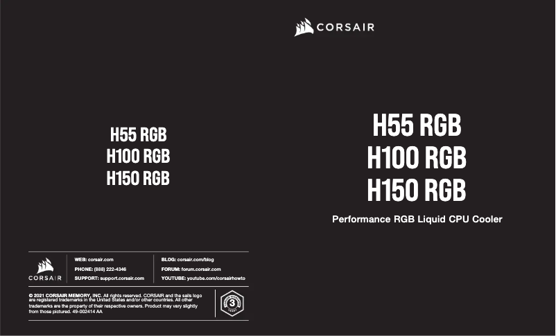 Page 1 de la notice Manuel utilisateur Corsair H100 RGB