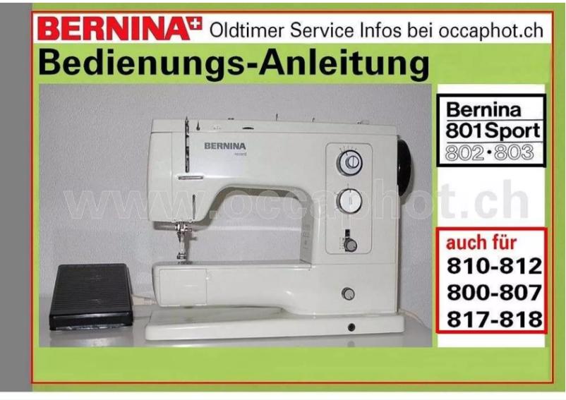 Page n°1 - Manuel utilisateur Bernina 818