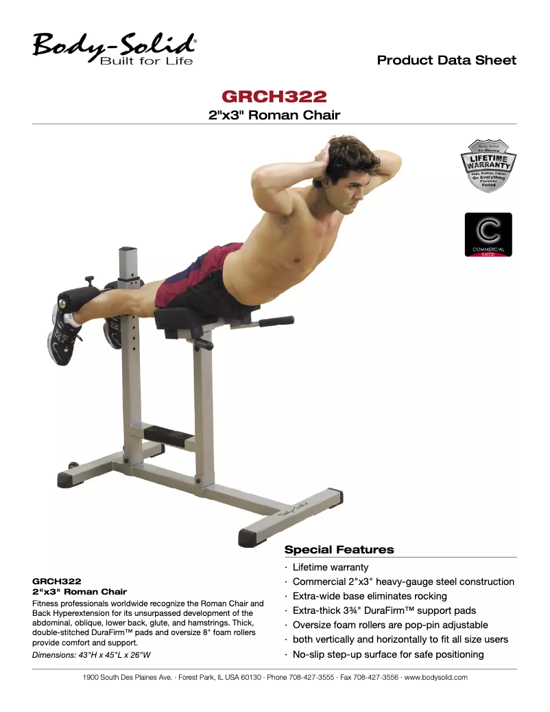 Page 1 de la notice Manuel utilisateur Body-Solid GRCH322