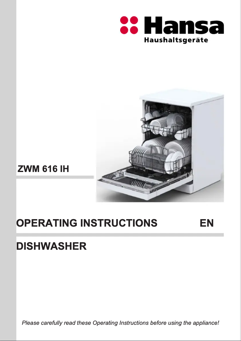 Page n°1 - Manuel utilisateur Hansa ZWM 616 IH