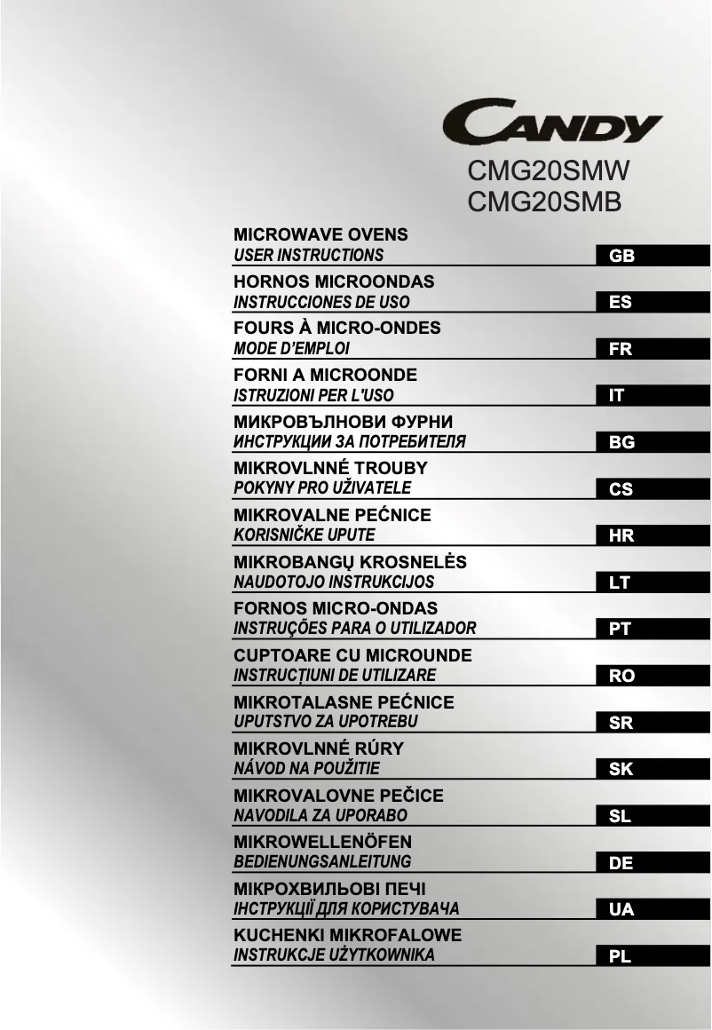 Page n°1 - Manuel utilisateur Candy CMG20SMB