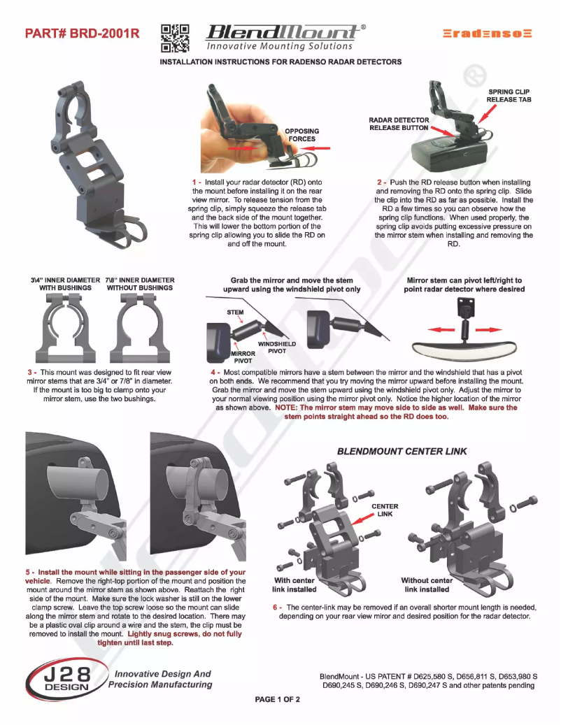 Page n°1 - Manuel utilisateur BlendMount BRD-2001R
