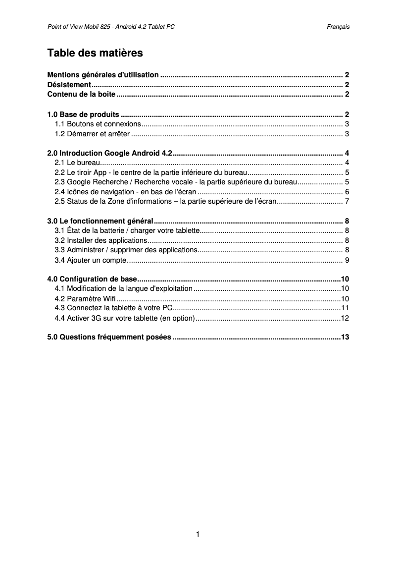 Image de la première page du manuel de l'appareil Mobii 825