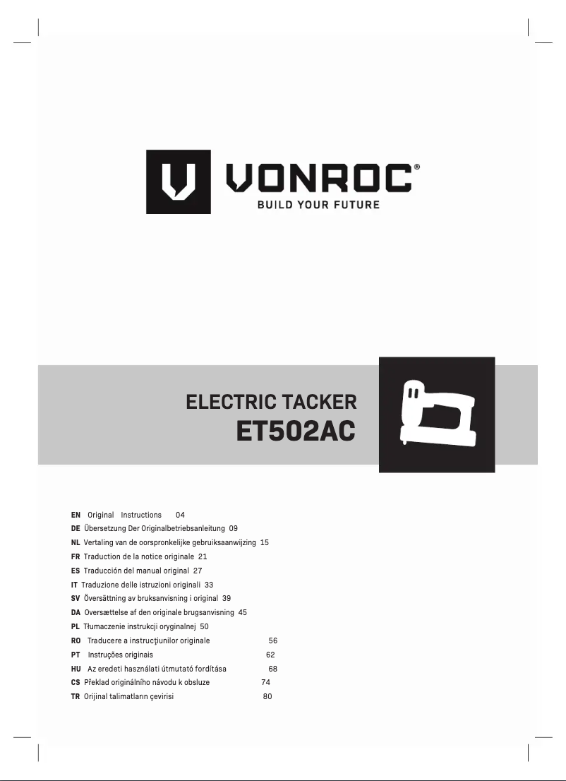 Page n°1 - Manuel utilisateur Vonroc ET502AC