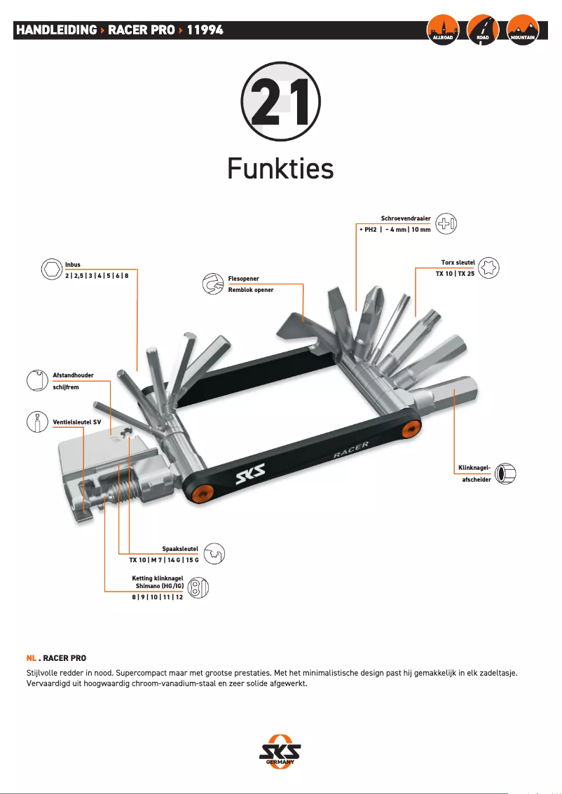Page 1 de la notice Manuel utilisateur SKS Racer PRO