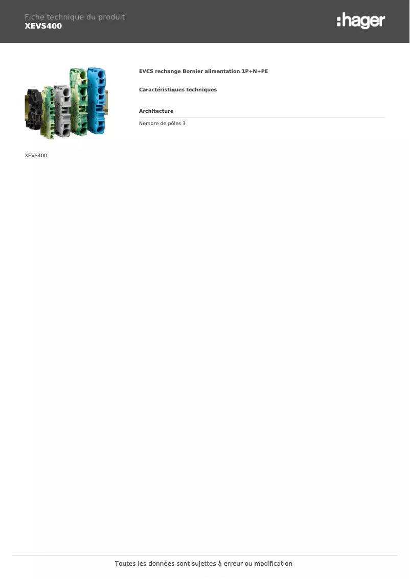 Image de la première page du manuel de l'appareil XEVS400