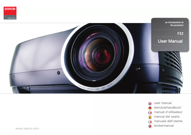 Page n°1 - Manuel utilisateur Barco F32