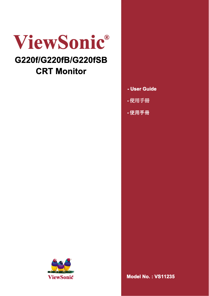 Page 1 de la notice Manuel utilisateur Viewsonic G220fb