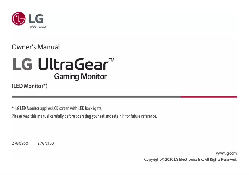 Page n°1 - Manuel utilisateur LG UltraGear 27GN95B