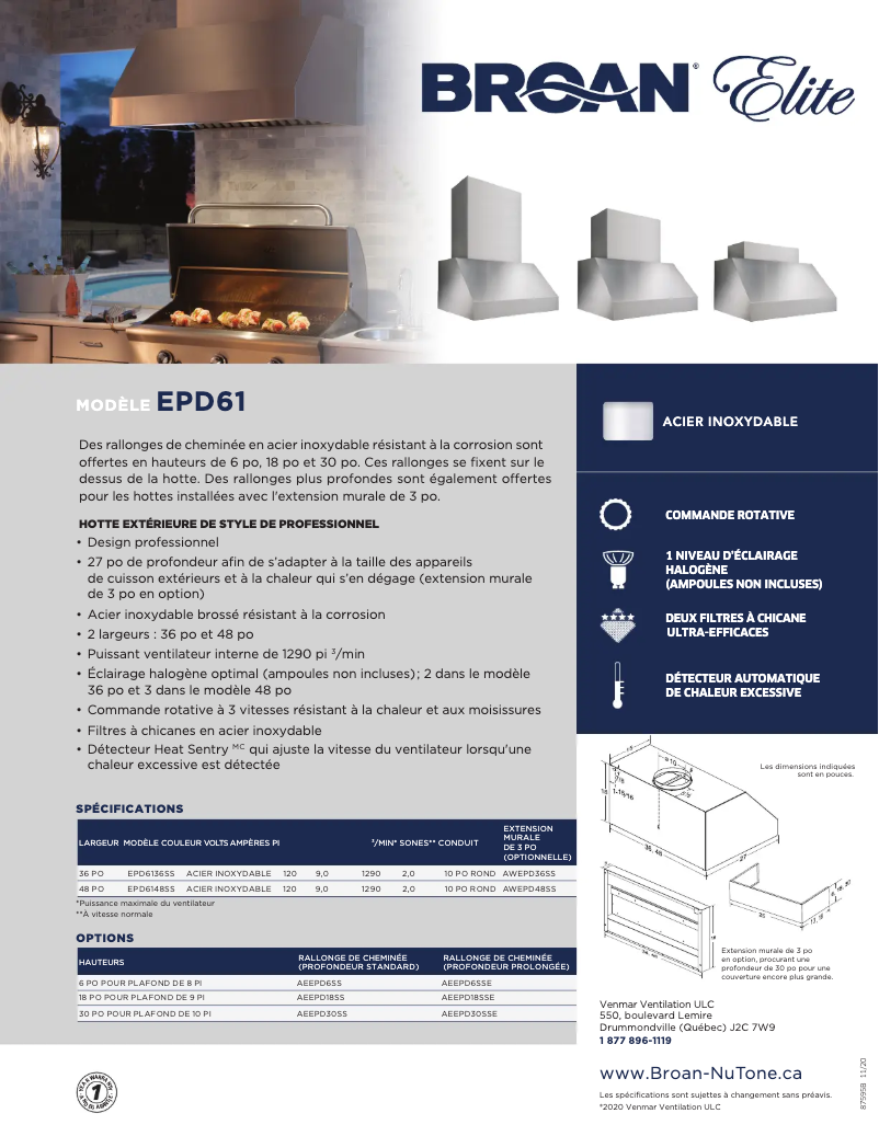 Page n°1 - Brochure Broan EPD6136SS