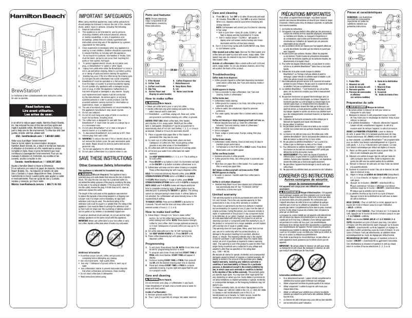 Image de la première page du manuel de l'appareil BrewStation 48465
