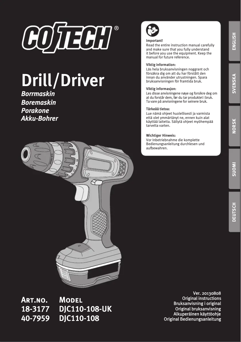 Page 1 de la notice Manuel utilisateur Cotech DJC110-108