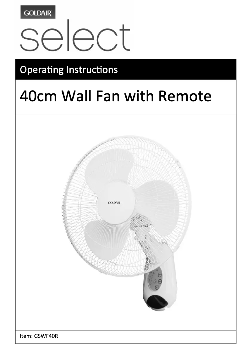 Image de la première page du manuel de l'appareil GSWF40R