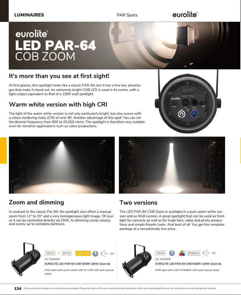 Page 1 de la notice Catalogue Eurolite LED PAR-64 COB