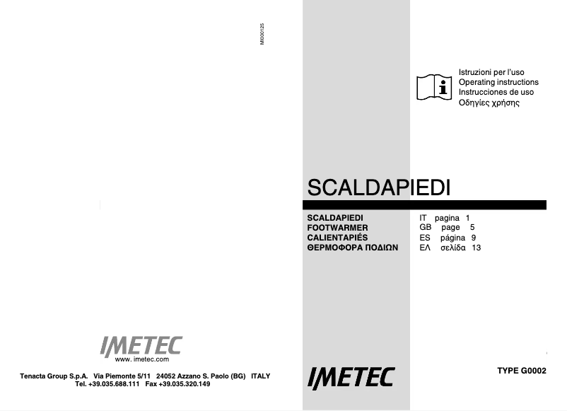 Page 1 de la notice Manuel utilisateur Imetec FW-01 Intellisense