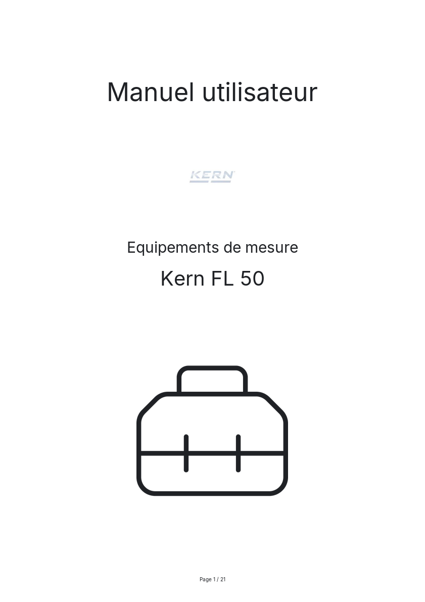 Page n°1 - Manuel utilisateur Kern FL 50