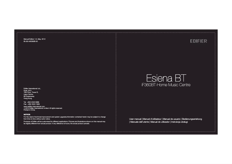 Page n°1 - Manuel utilisateur Edifier Esiena iF360BT