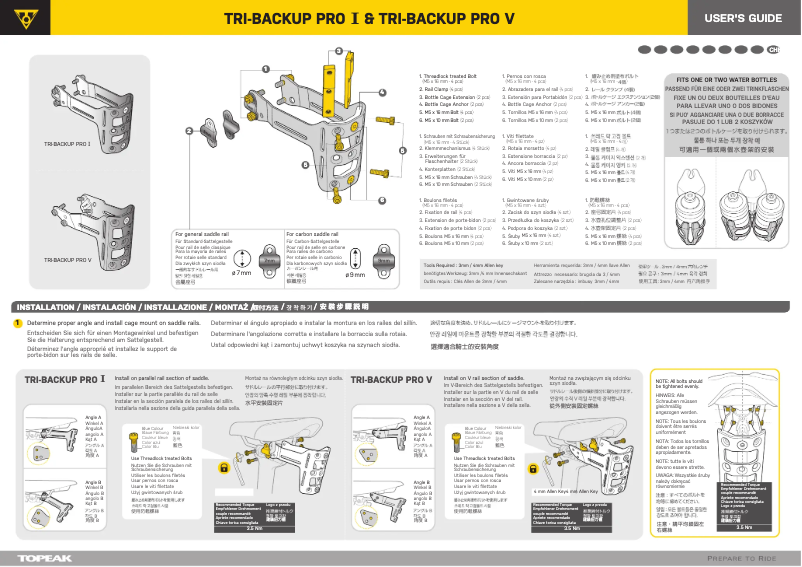 Page 1 de la notice Manuel utilisateur Topeak TRI-BACKUP PRO I