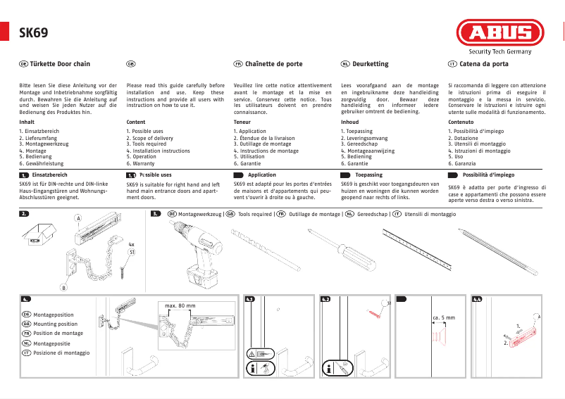 Page n°1 - Instructions / montage Abus SK69