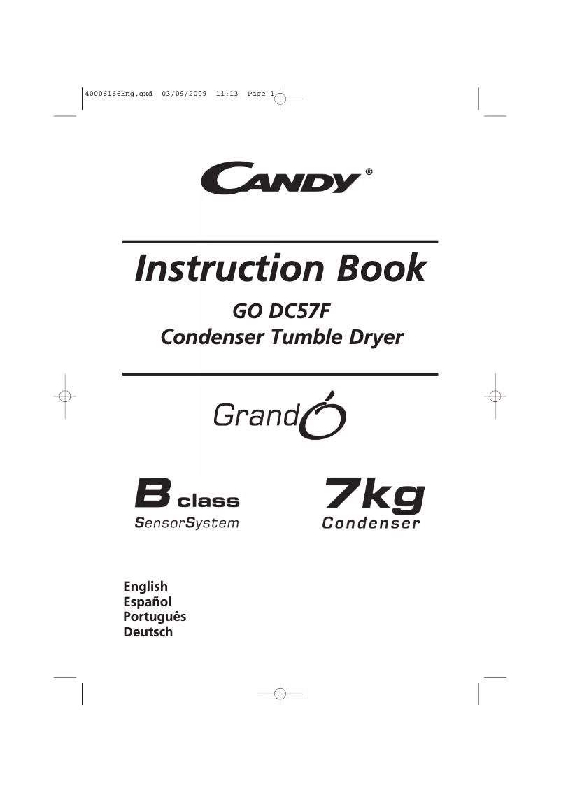 Page 1 de la notice Manuel utilisateur Candy GO DC57F-37S