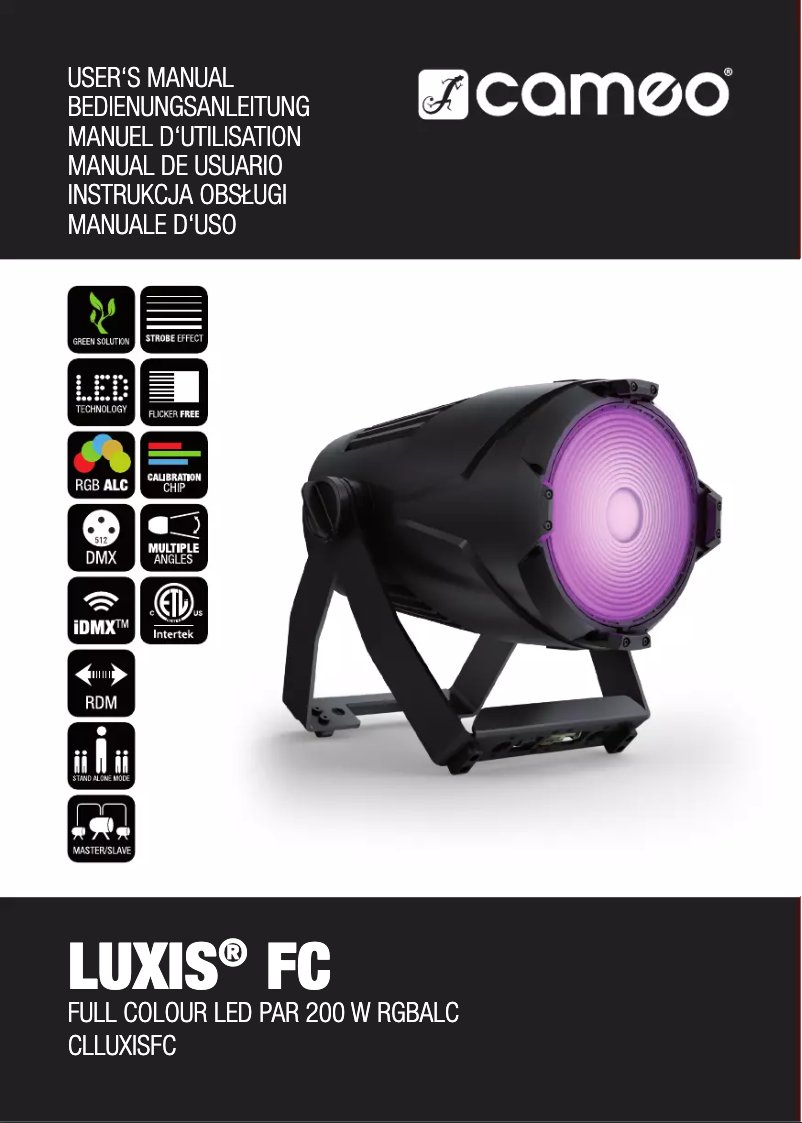 Page n°1 - Manuel utilisateur Cameo LUXIS FC