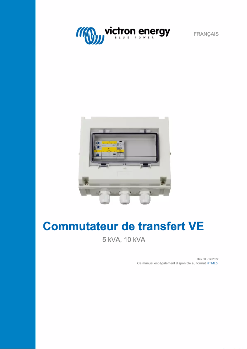 Image de la première page du manuel de l'appareil VE Transfer Switch