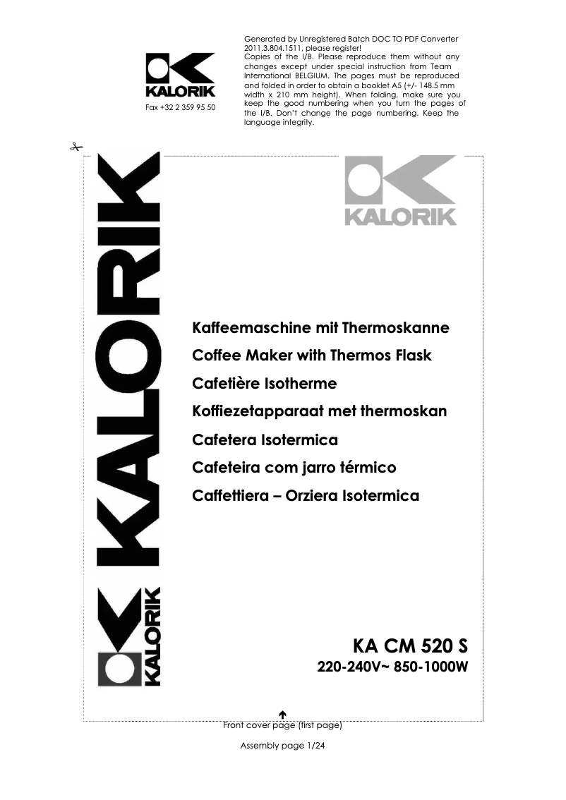 Página 1 del manual Manual de usuario Kalorik KA CM 520 S