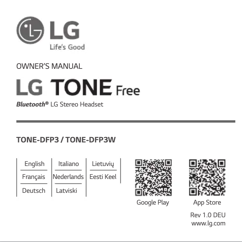 Page 1 de la notice Manuel utilisateur LG Tone Free TONE-DFP3W