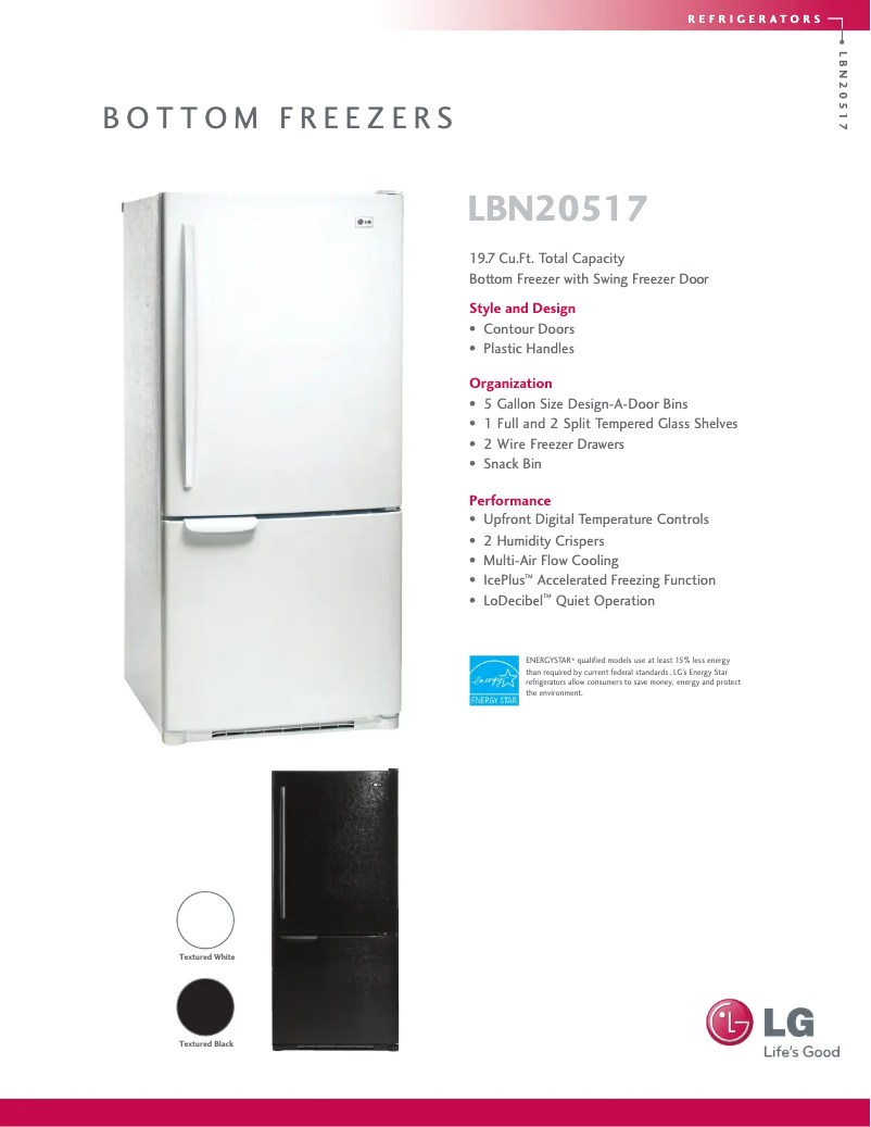 Page n°1 - Fiche technique LG LBN20517WW