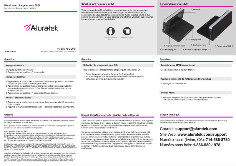 Page n°1 - Guide de démarrage rapide Aluratek ABQC03F