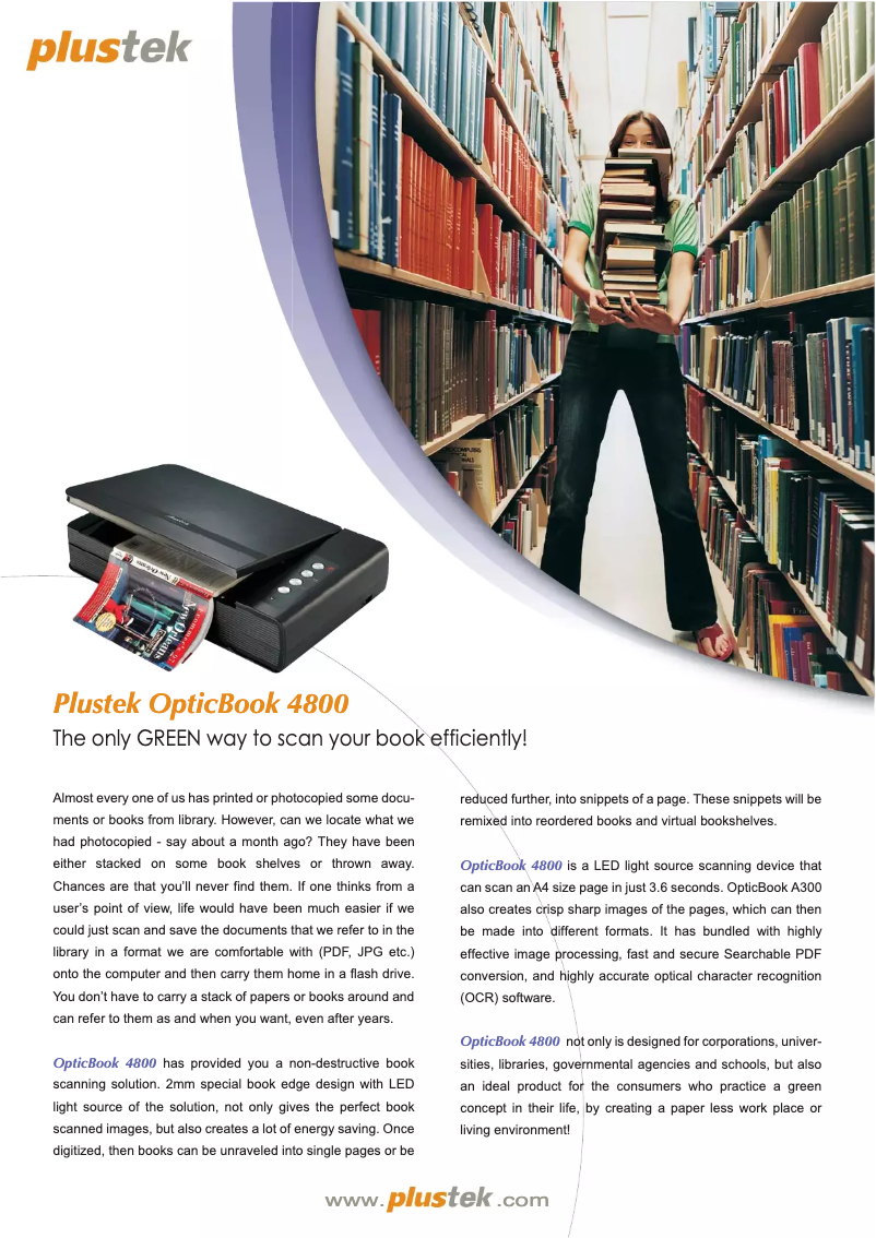 Page n°1 - Brochure Plustek OpticBook 4800