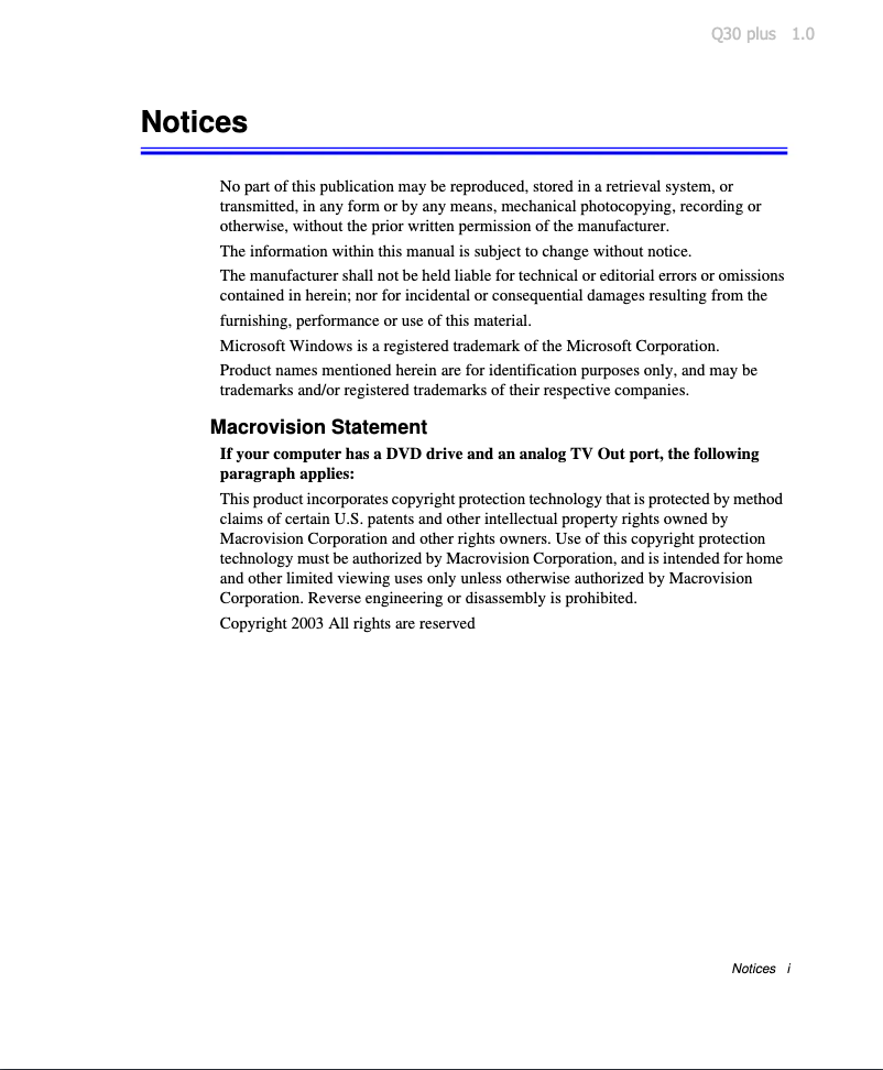Page 1 de la notice Manuel utilisateur Samsung NP-Q30