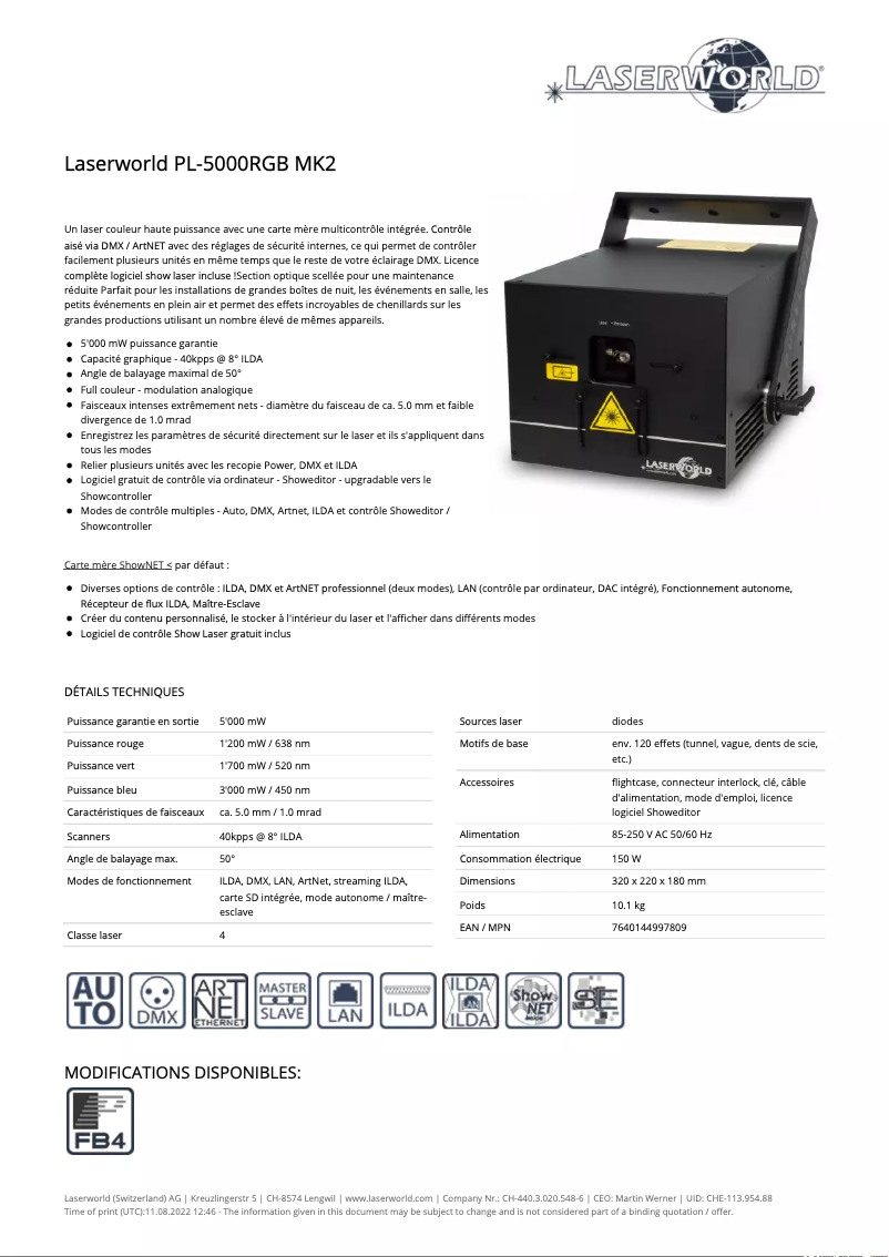 Image de la première page du manuel de l'appareil PL-5000RGB MK2