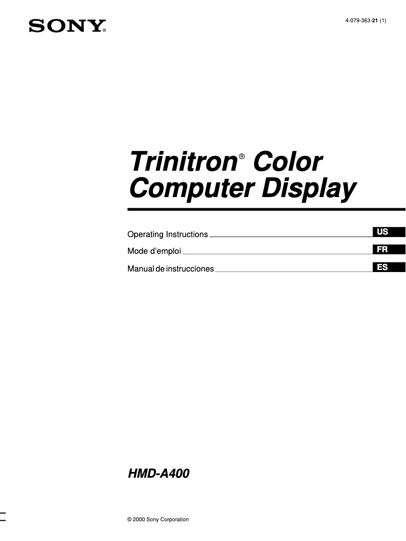 Page n°1 - Manuel utilisateur Sony HMD-A400