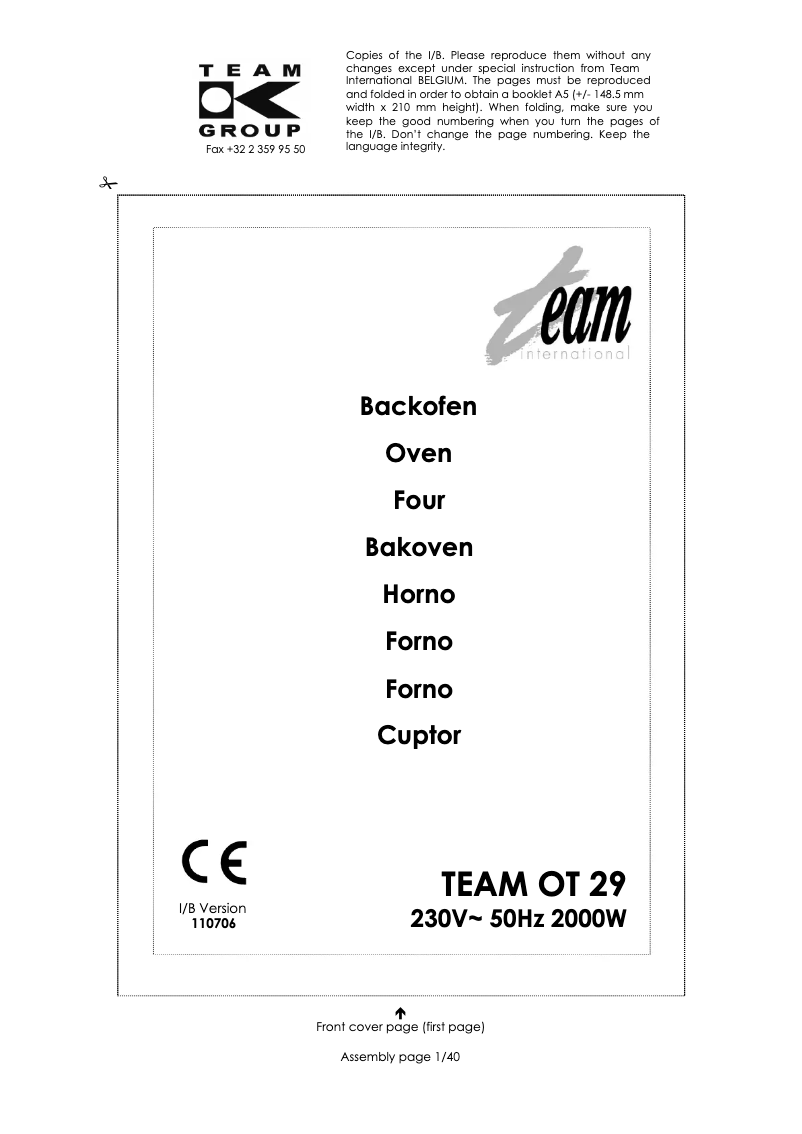 Image de la première page du manuel de l'appareil OT 29