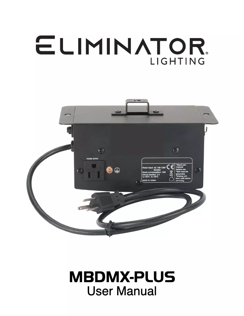 Page n°1 - Manuel utilisateur Eliminator Lighting MBDMX-PLUS