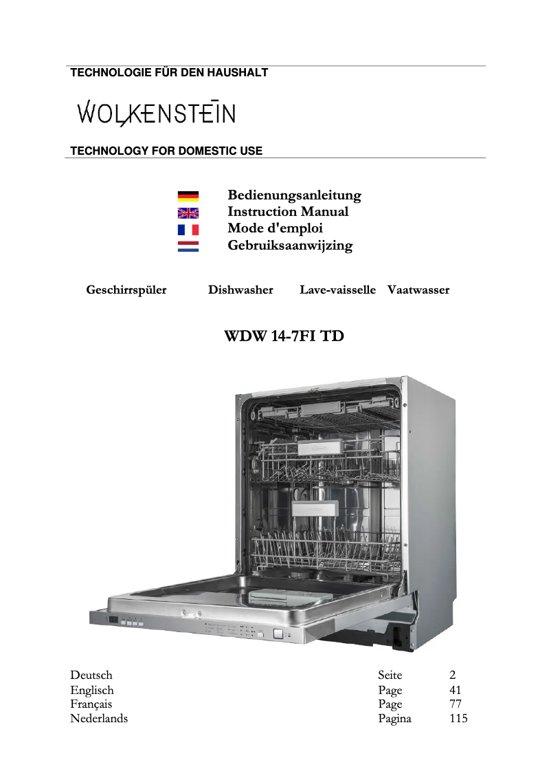 Page 1 de la notice Manuel utilisateur Wolkenstein WDW14-7FI TD